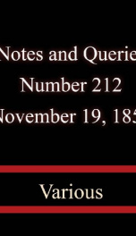 Notes and Queries, Number 212, November 19, 1853_cover