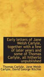 early letters of jane welsh carlyle_cover