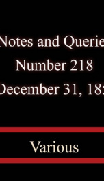 Notes and Queries, Number 218, December 31, 1853_cover