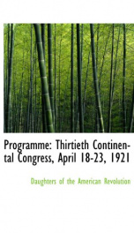 programme thirtieth continental congress april 18 23 1921_cover