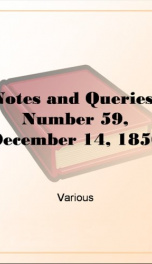 Notes and Queries, Number 59, December 14, 1850_cover