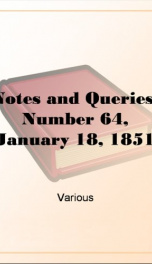 Notes and Queries, Number 64, January 18, 1851_cover