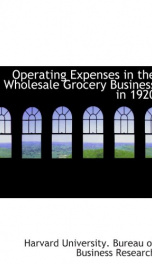 operating expenses in the wholesale grocery business in 1920_cover
