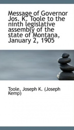 message of governor jos k toole to the ninth legislative assembly of the state_cover