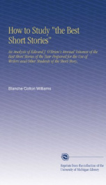 how to study the best short stories an analysis of edward j obriens annual_cover