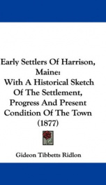 early settlers of harrison maine_cover