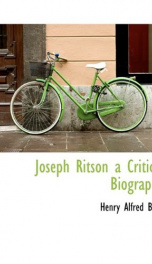 joseph ritson a critical biography_cover