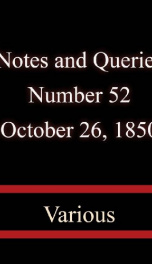 Notes and Queries, Number 52, October 26, 1850_cover