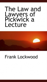 the law and lawyers of pickwick a lecture_cover