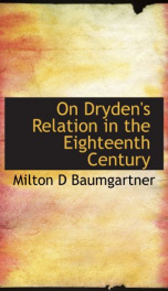 on drydens relation in the eighteenth century_cover