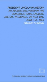 president lincoln in history an address delivered in the congregational church_cover