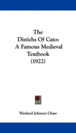 the distichs of cato a famous medieval textbook_cover