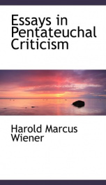 essays in pentateuchal criticism_cover