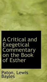 a critical and exegetical commentary on the book of esther_cover