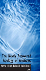 the newly recovered apology of aristides_cover