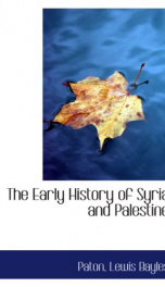 the early history of syria and palestine_cover