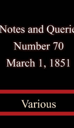 Notes and Queries, Number 70, March 1, 1851_cover