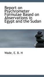 report on psychrometer formulae based on abservations in egypt and the sudan_cover