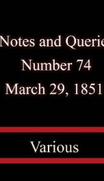 Notes and Queries, Number 74, March 29, 1851_cover