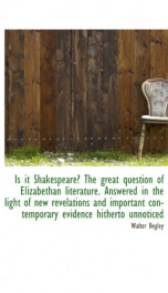 is it shakespeare the great question of elizabethan literature_cover