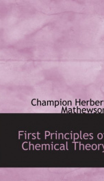 first principles of chemical theory_cover