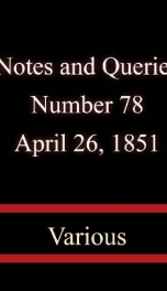 Notes and Queries, Number 78, April 26, 1851_cover