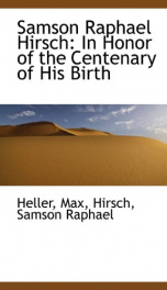 samson raphael hirsch in honor of the centenary of his birth_cover