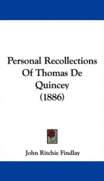 personal recollections of thomas de quincey_cover