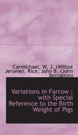 variations in farrow with special reference to the birth weight of pigs_cover