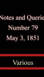 Notes and Queries, Number 79, May 3, 1851_cover