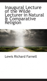 inaugural lecture of the wilde lecturer in natural comparative religion_cover