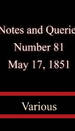 Notes and Queries, Number 81, May 17, 1851_cover