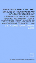 review of rev henry j van dykes discourse on the character and influence of_cover