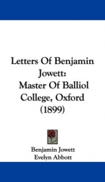 letters of benjamin jowett master of balliol college oxford_cover
