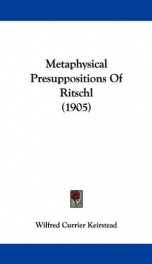 metaphysical presuppositions of ritschl_cover