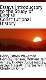 essays introductory to the study of english constitutional history_cover
