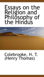 essays on the religion and philosophy of the hindus_cover