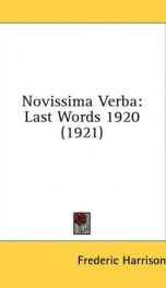 novissima verba last words 1920_cover
