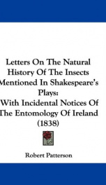 letters on the natural history of the insects mentioned in shakespeares plays_cover
