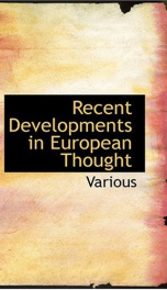 Recent Developments in European Thought_cover