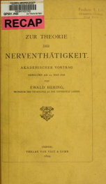 Zur Theorie der Nerventhätigkeit; akademischer Vortrag gehalten am 21. Mai 1898_cover