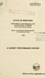 Department of Professional and Occupational Licensing, State Electrical Board : report on the need for state regulation of the electrical trade : a sunset performance review_cover