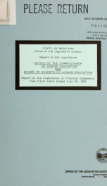 State of Montana, Office of the Commissioner of Higher Education and Board of Regents of Higher Education report on the examination of financial statements_cover