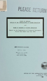 State of Montana, Office of the Commissioner of Higher Education and Board of Regents of Higher Education report on the examination of financial statements_cover