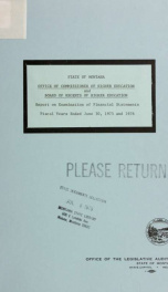 State of Montana, Office of the Commissioner of Higher Education and Board of Regents of Higher Education report on the examination of financial statements_cover