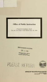 Office of Public Instruction financial-compliance audit for the two fiscal years ended June 30 ... / Office of the Legislative Auditor, State of Montana_cover