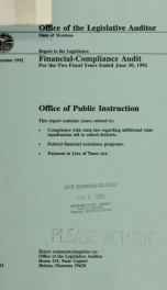 Office of Public Instruction financial-compliance audit for the two fiscal years ended June 30 ... / Office of the Legislative Auditor, State of Montana_cover