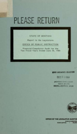 Office of Public Instruction financial-compliance audit for the two fiscal years ended June 30 ... / Office of the Legislative Auditor, State of Montana_cover