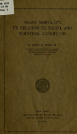 Infant mortality : its relation to social and industrial conditions_cover