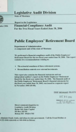 Public Employees' Retirement Board, Department of Administration, a component unit of the state of Montana : financial-compliance audit for the fiscal years ended June 30, 1998-_cover